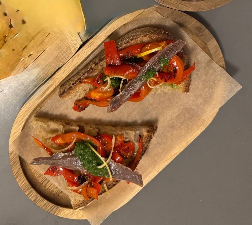 Grilled Peppers & Anchovy Tapas