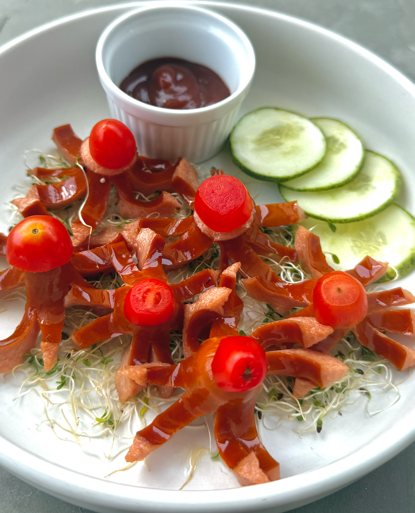"Octopus" Sausages with Ketchup 