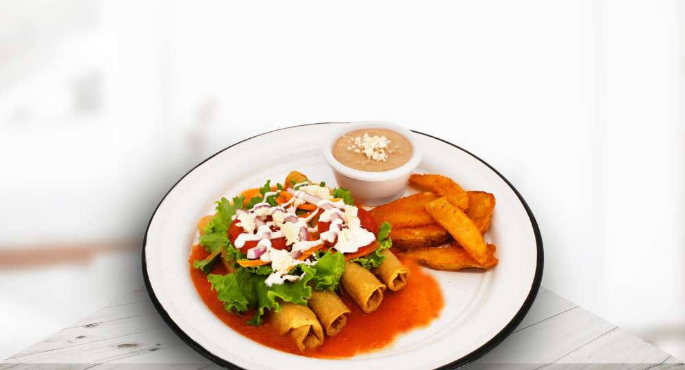 Tacos dorados de papa y queso