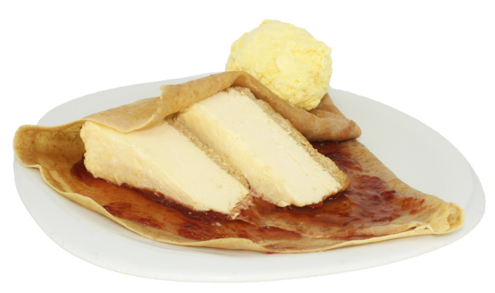 Crepa cheescake y mermelada