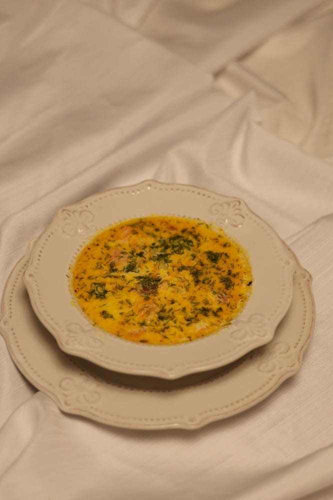 Lakssuppe (Вершковий суп з лососем)