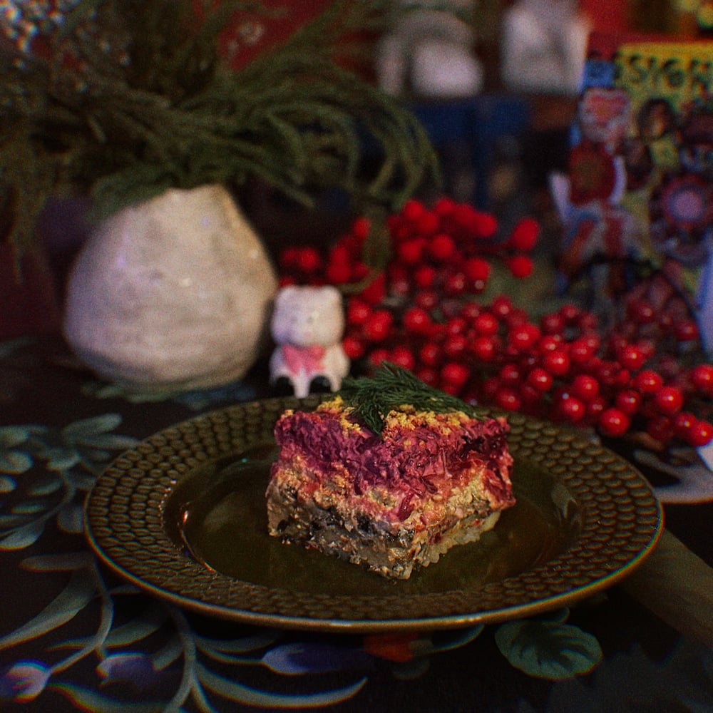 Dressed Eggplant-Herring salad