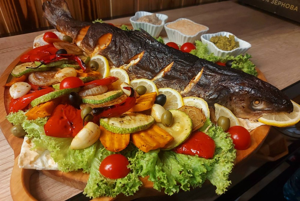 Лосось запечений з овочами гриль  + 100/50/50/50