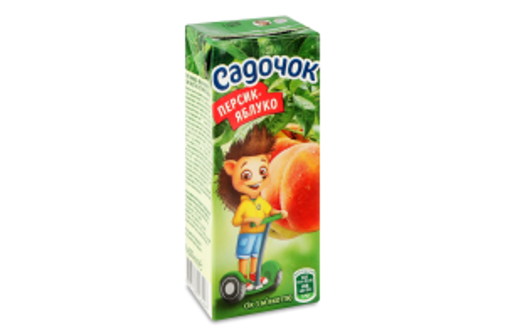 Сік з м'якот Персик-Яблуко Садочок 200мл