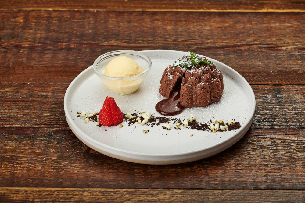 Chocolate Fondant Cake with Vanilla Ice Cream