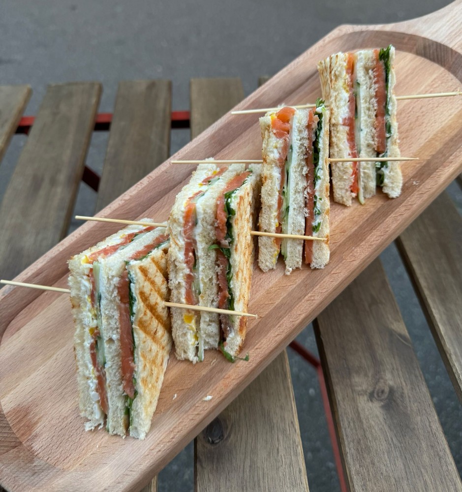 Club Sandwich with Smoked Salmon and Cream Cheese