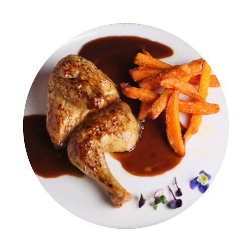 Пів курча з бататом у лимонному соусі ( Half a chicken with sweet potato in lemon sauce)