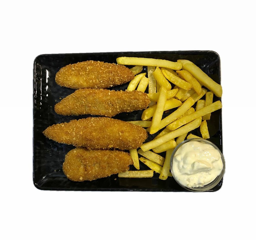 Рибні нагетси з картоплею фрі та соусом тар-тар (Fish&Chips with tartar sauce)