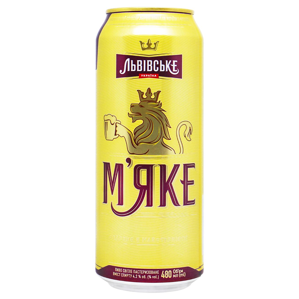 ПИВО ЛЬВІВСЬКЕ М'ЯКЕ, 0,48л, Ж/Б