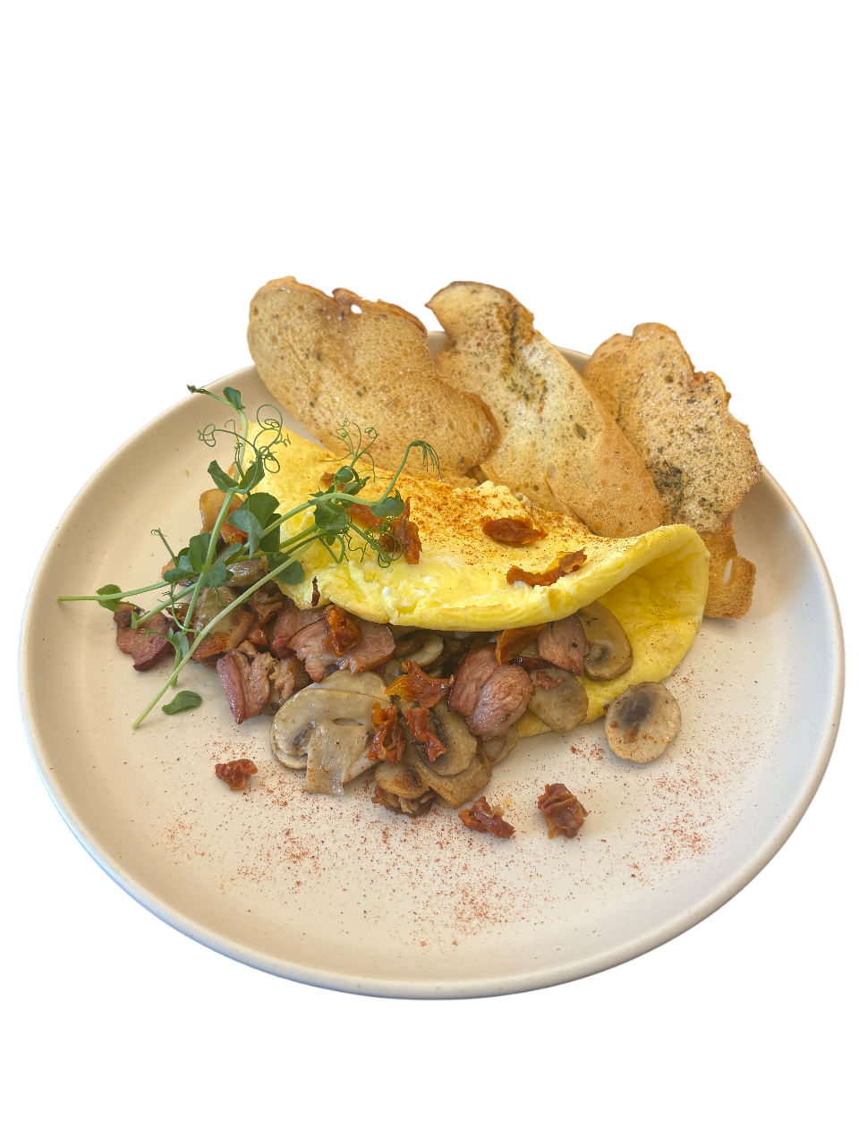 Омлет з грибами та беконом