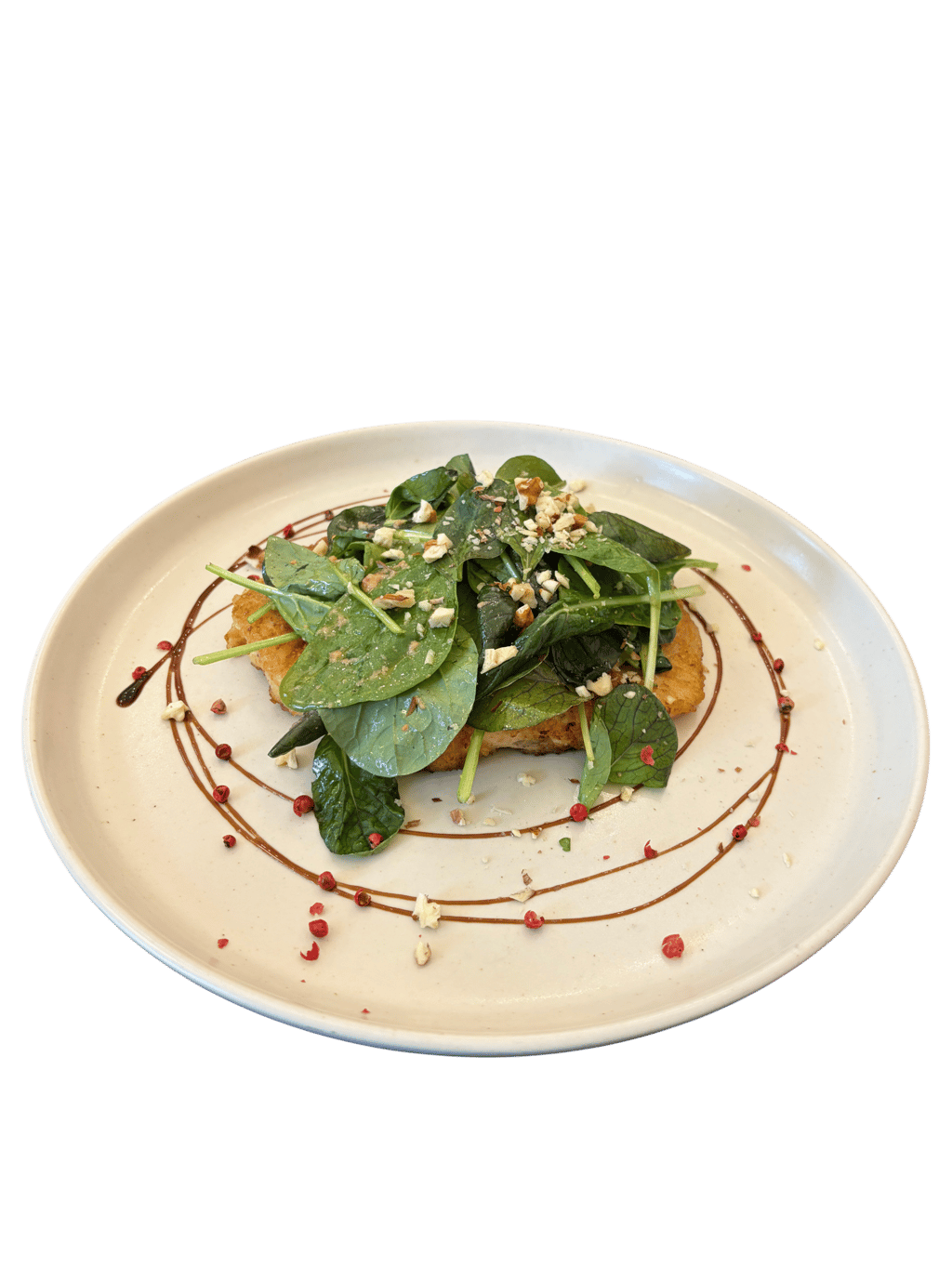 Шніцель із курки з хрустким горіхово-зеленим гарніром