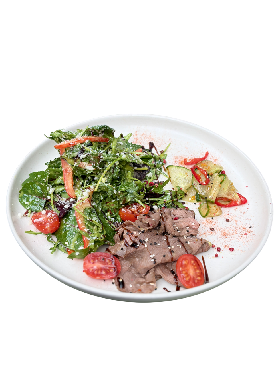 Телятина на зелені з медово-гірчичним дресингом