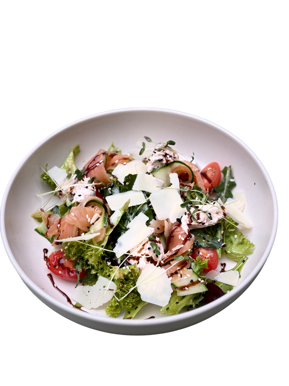 Зелений салат з лососем та ніжною рікотою