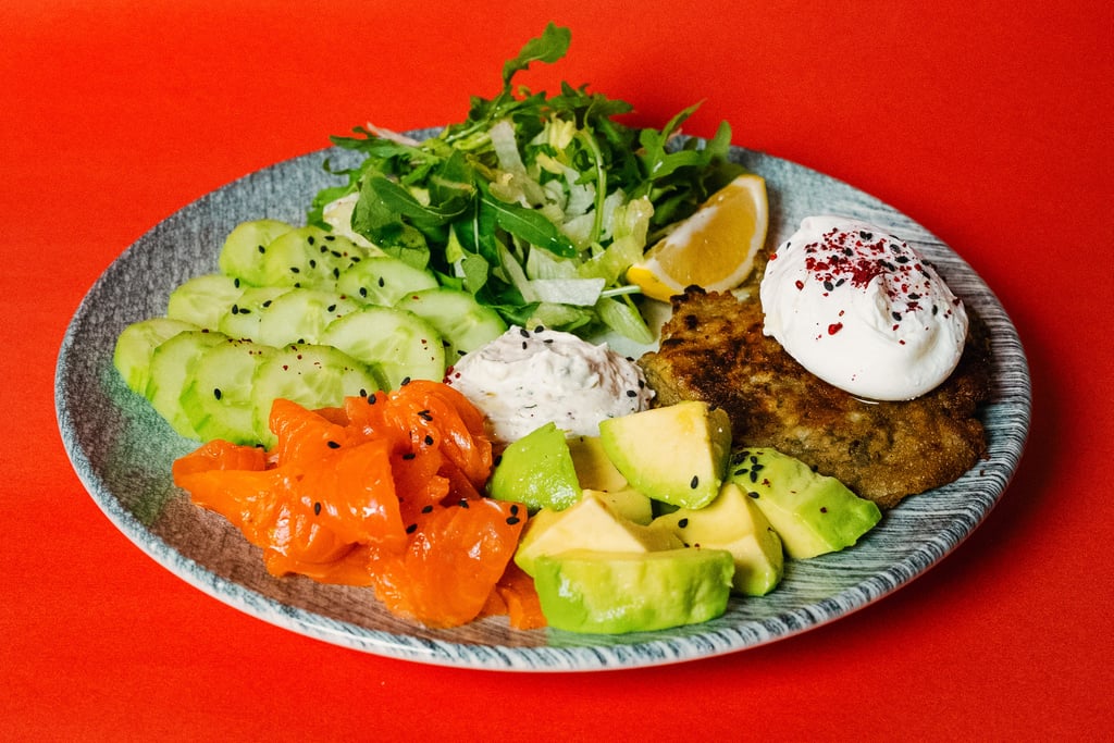 Breakfast plate with smoked salmon