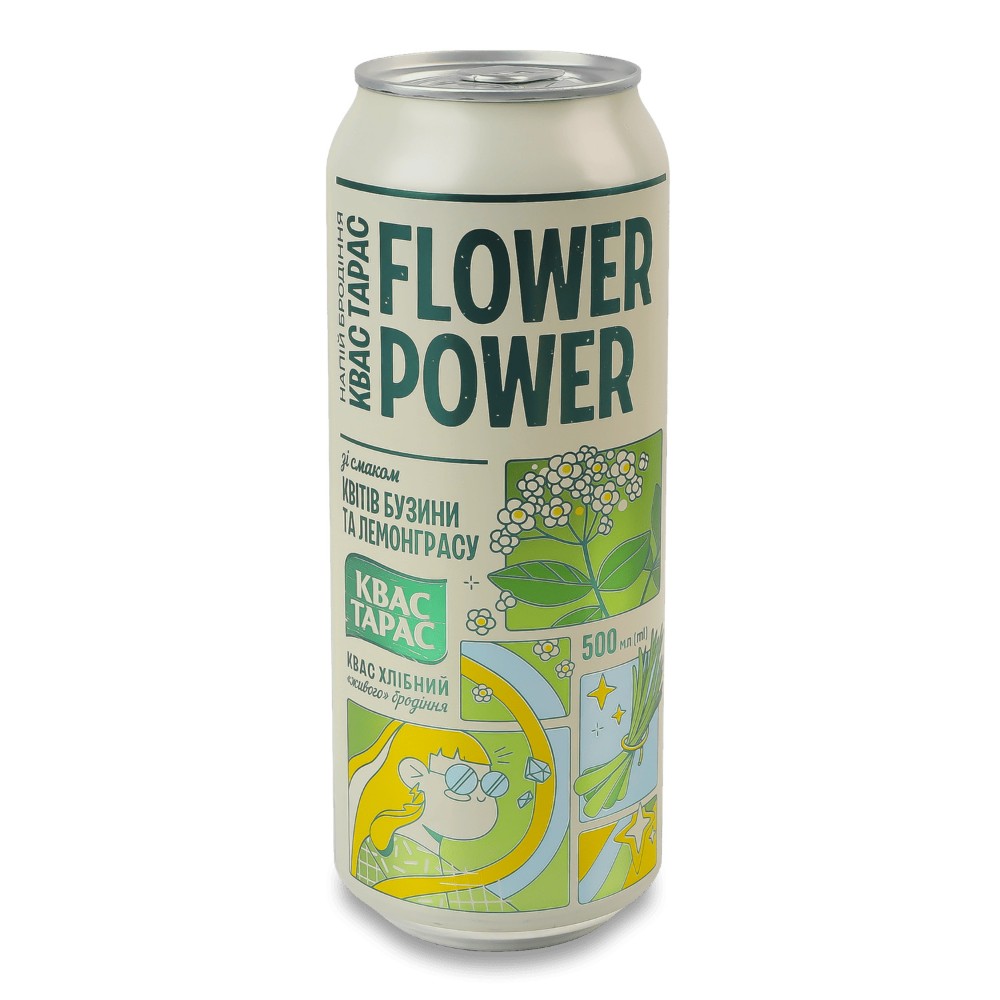 Квас "Тарас Flower Power" 0,5 l ж\б