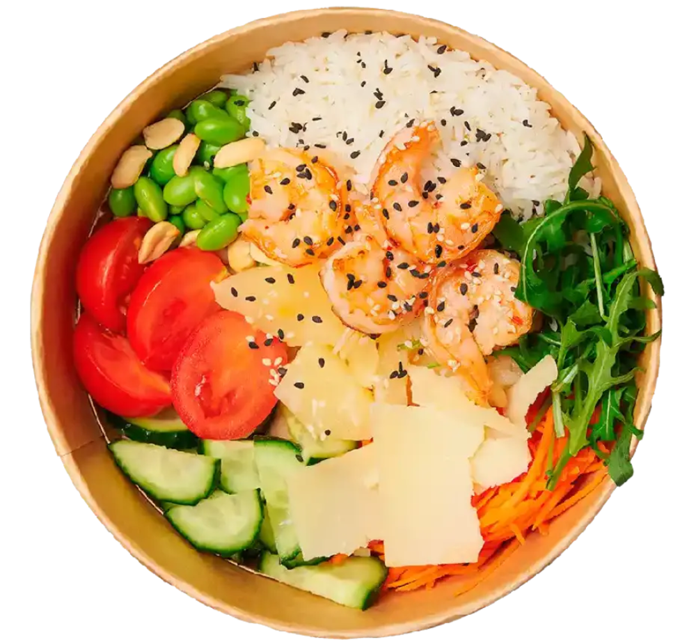 Боул з креветками та пармезаном