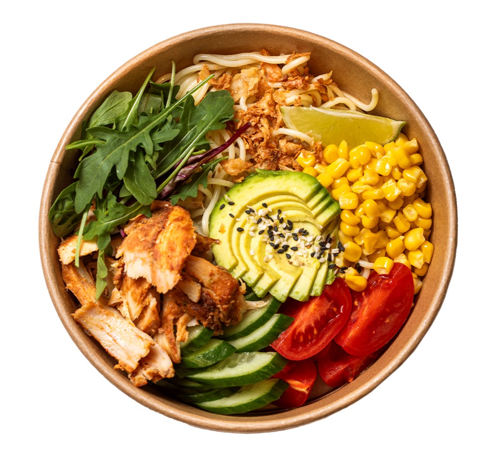 Боул з куркою кебаб та авокадо