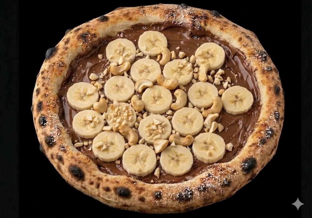 Піца з шоколадною пастою та бананом