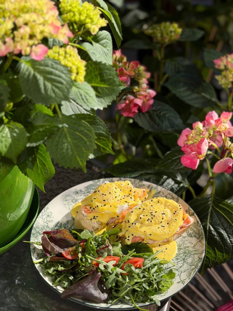 Сніданок яйця Бенедикт з лососем