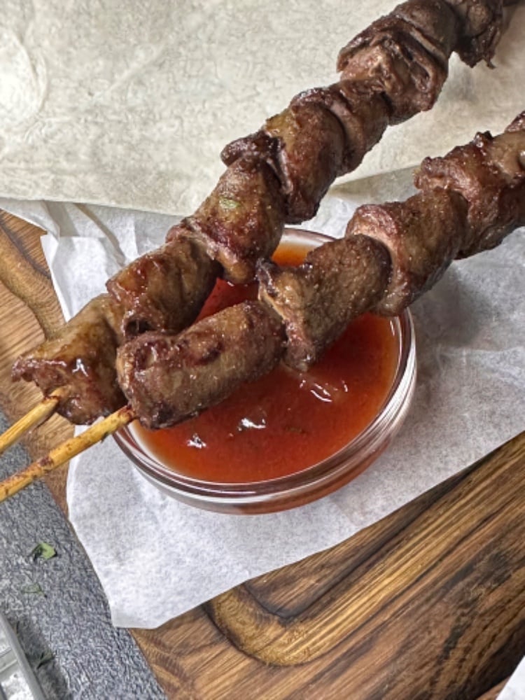 Шашлик із курячих сердець