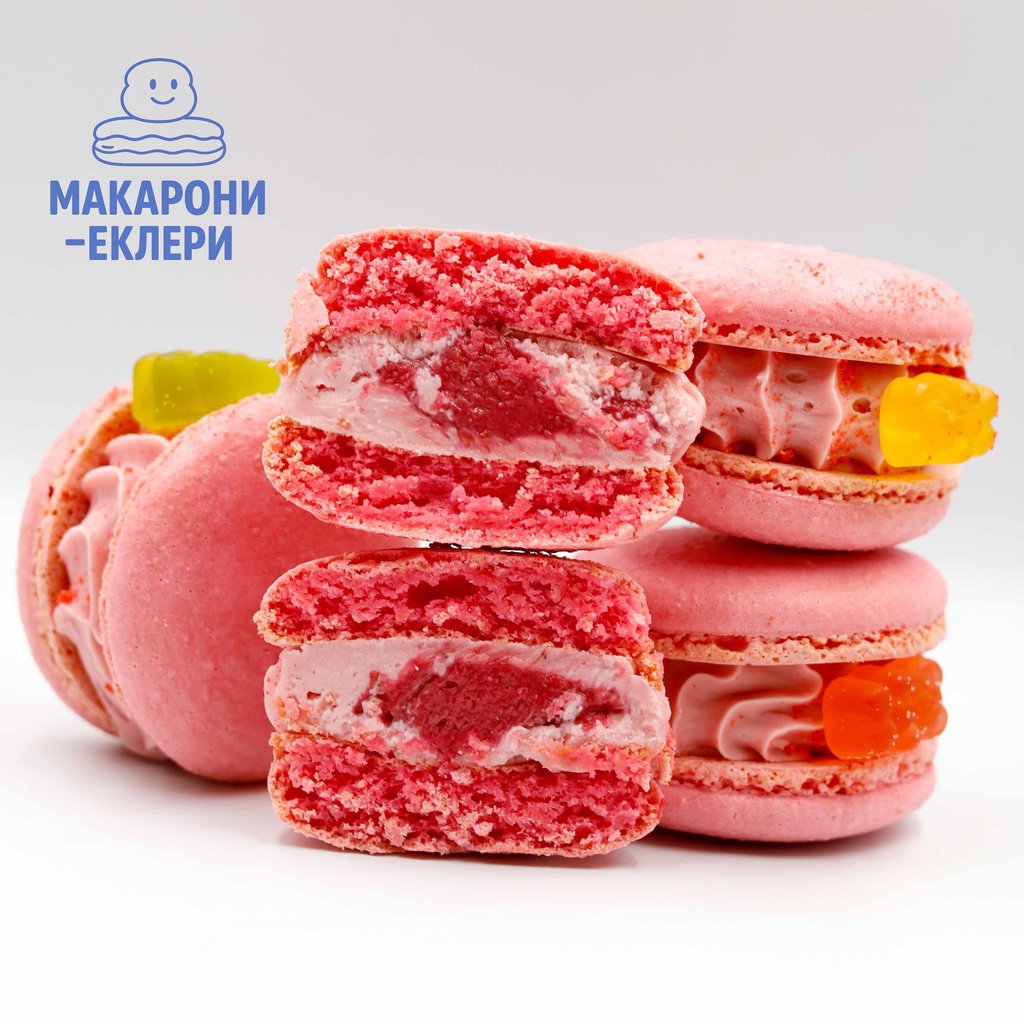 [XL] МАКАРОН БАБЛ ГАМ З МАЛИНОЮ (9 шт.) - від кондитерської "Макарони і Еклери"