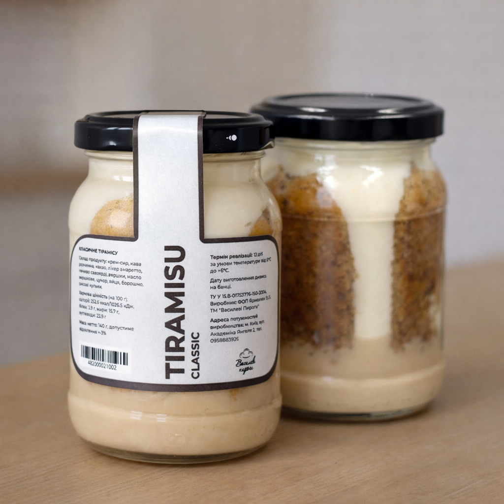 КЛАСИЧНЕ ТІРАМІСУ З ВЕРШКАМИ ТА КАКАО (1 шт) | В БАНЦІ