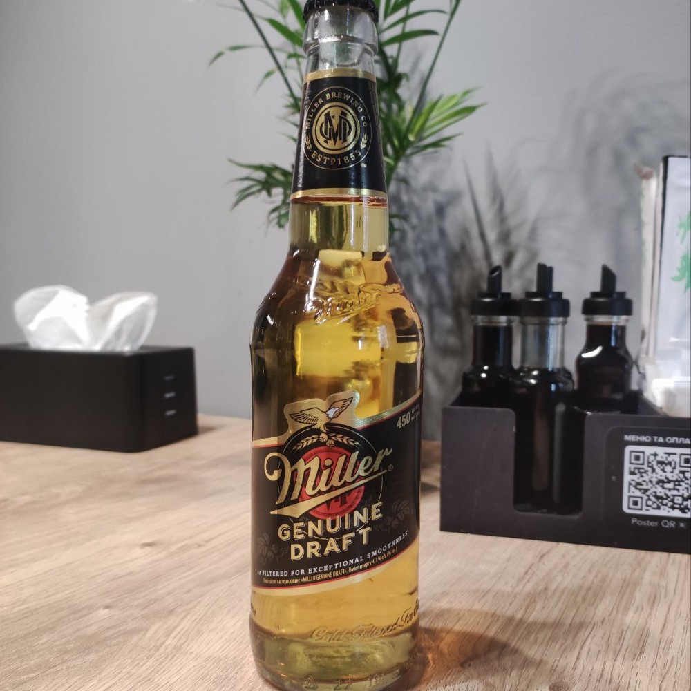 Пиво Miller Genuine Draft пляшка 0.45л.