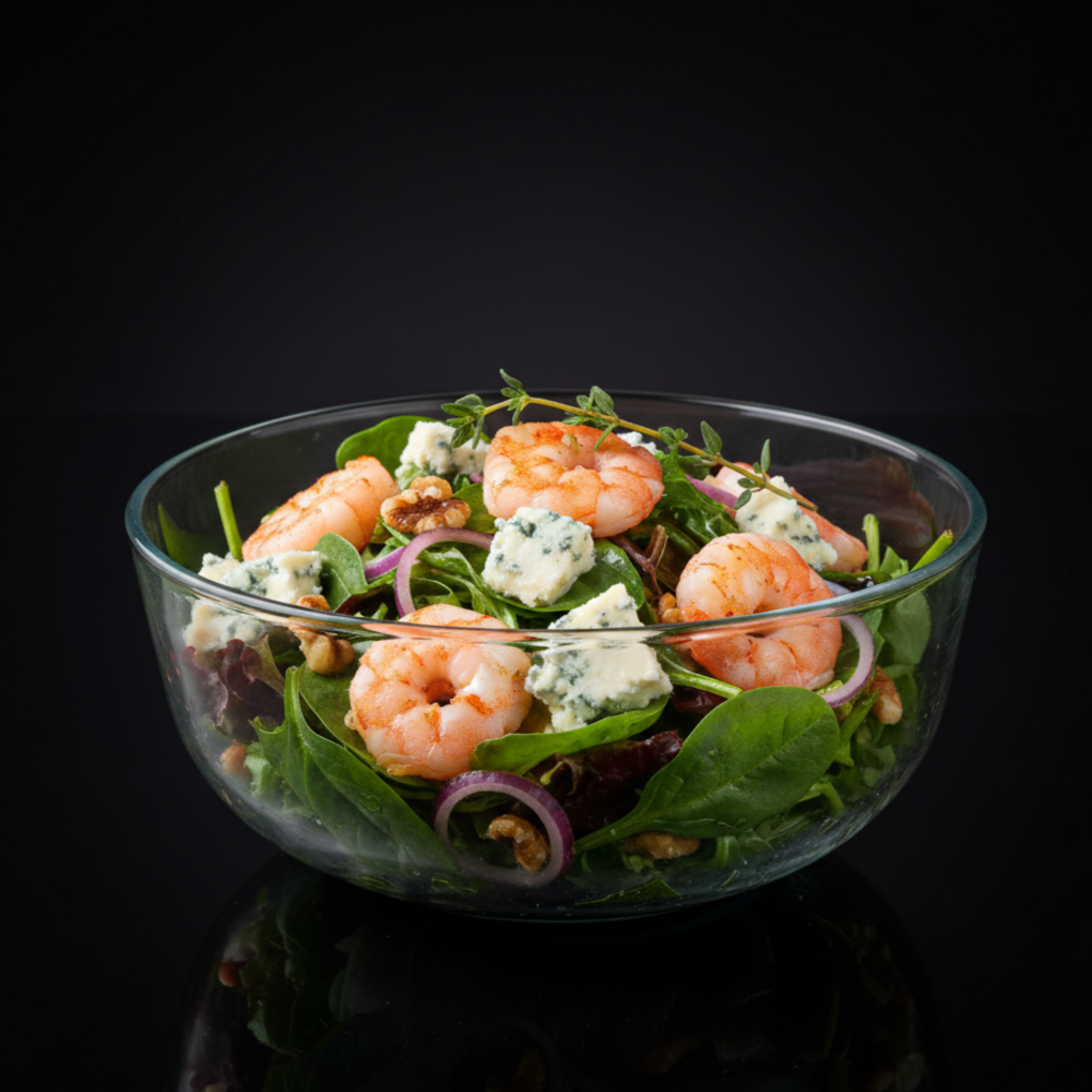 Салат з Дор блю та креветкою 