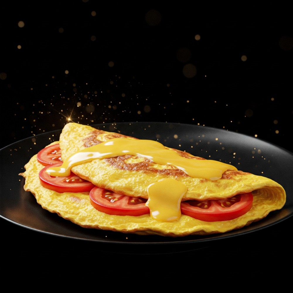 Омлет з сиром сулугуні та томатом