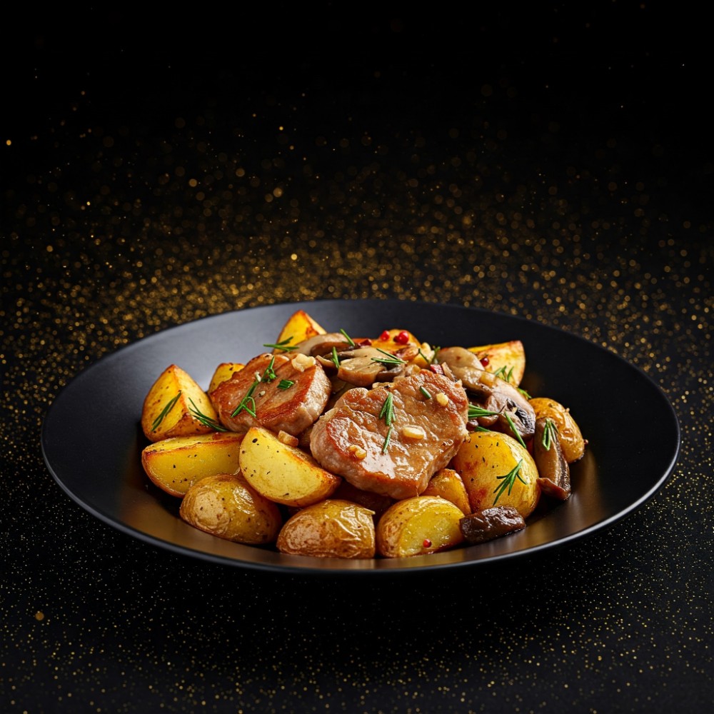 Печеня зі свининою та грибами