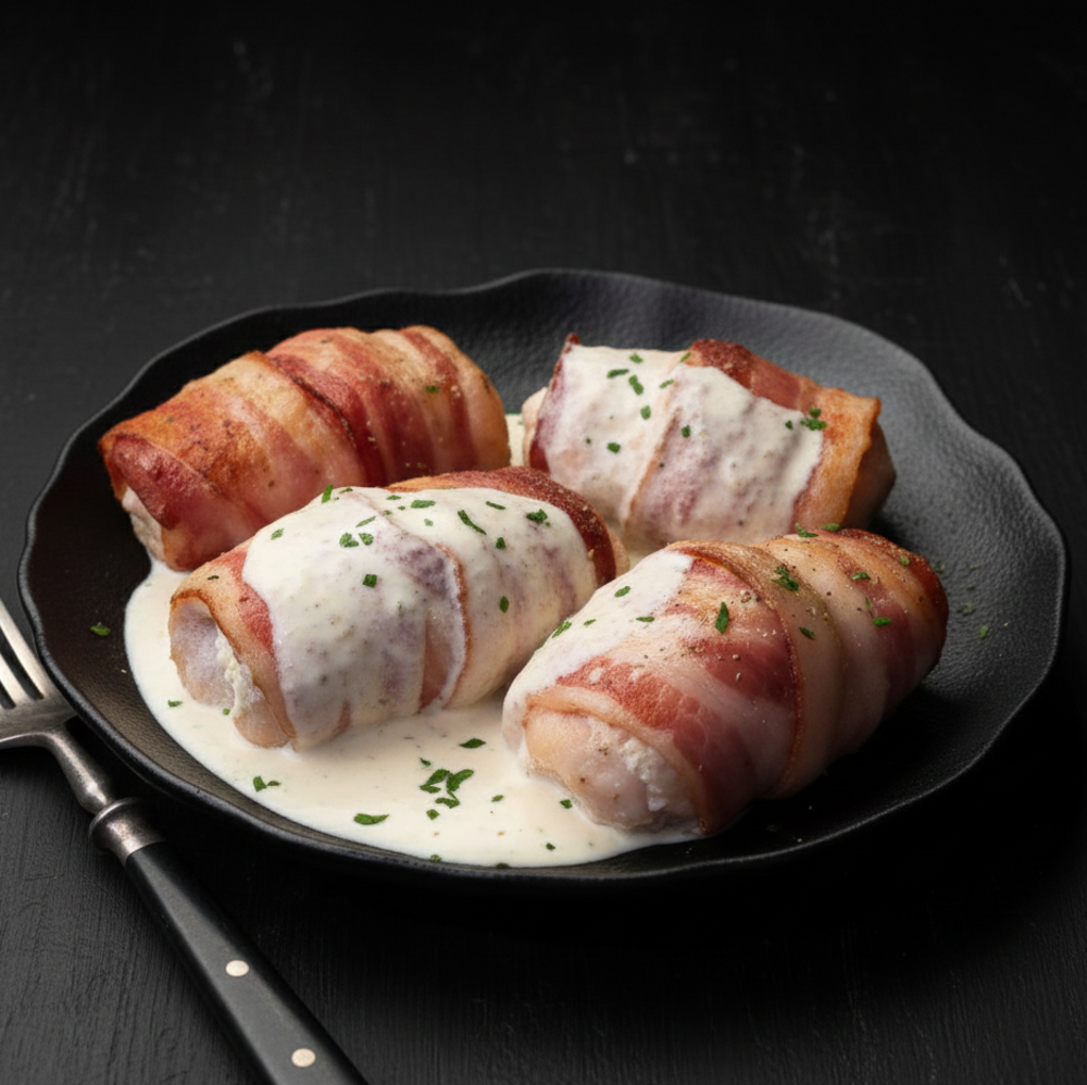 Курка з беконом у вершковому соусі 