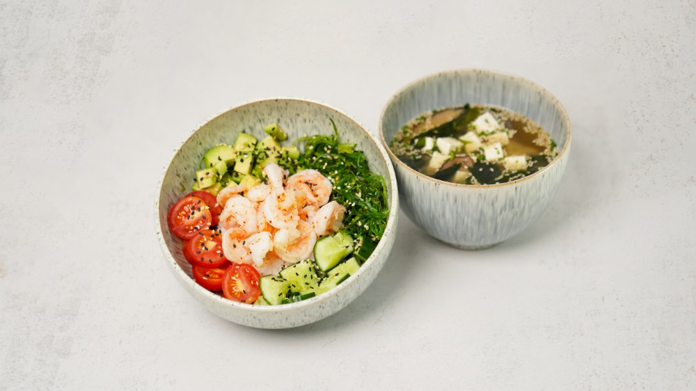Shrimp Poke Bowl & Miso Soup