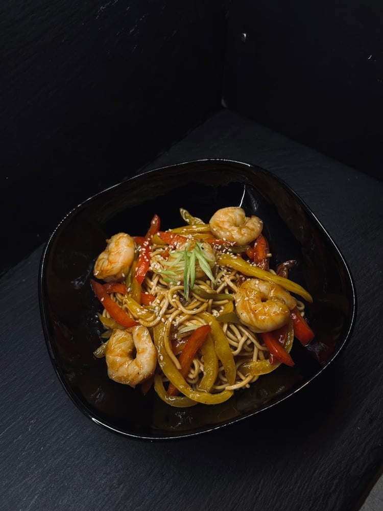 Garneles wok Nudeles
