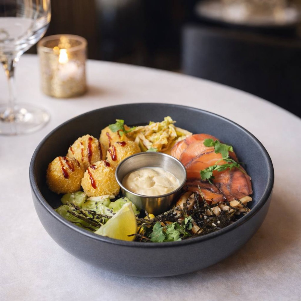 Поке фрай боул з лососем та тунцем