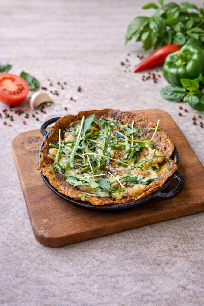 Хешбраун з креветками та гливами