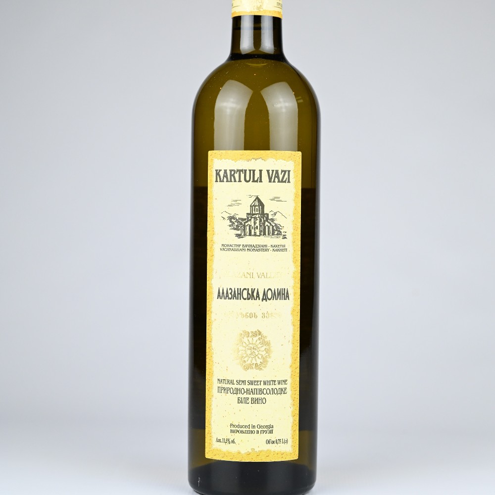 Вино біле н/сол "Алазаньска долина"КВ/ 0.75 /11%\Semi-sweet white wine "Alazanskaya Dolina"