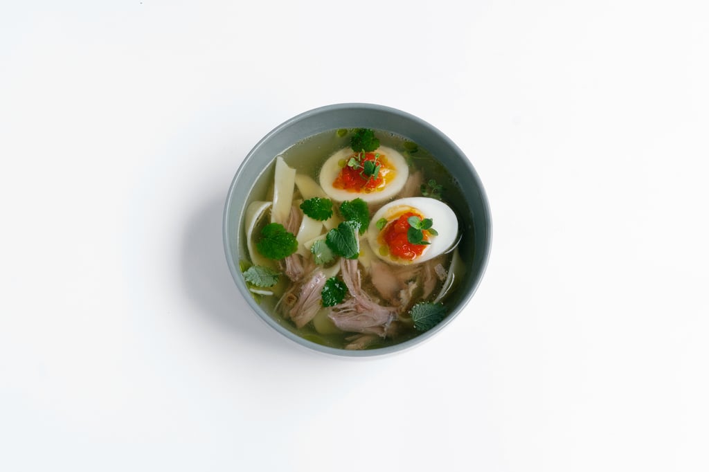 Консоме з качки з овочами та локшиною 