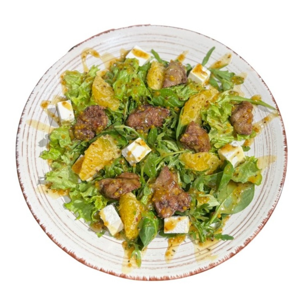 Салат з курячою печінкою та апельсином 200г