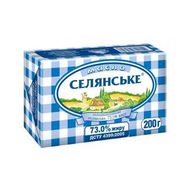 Масло вершкове Селянське 72,5% 200 гр