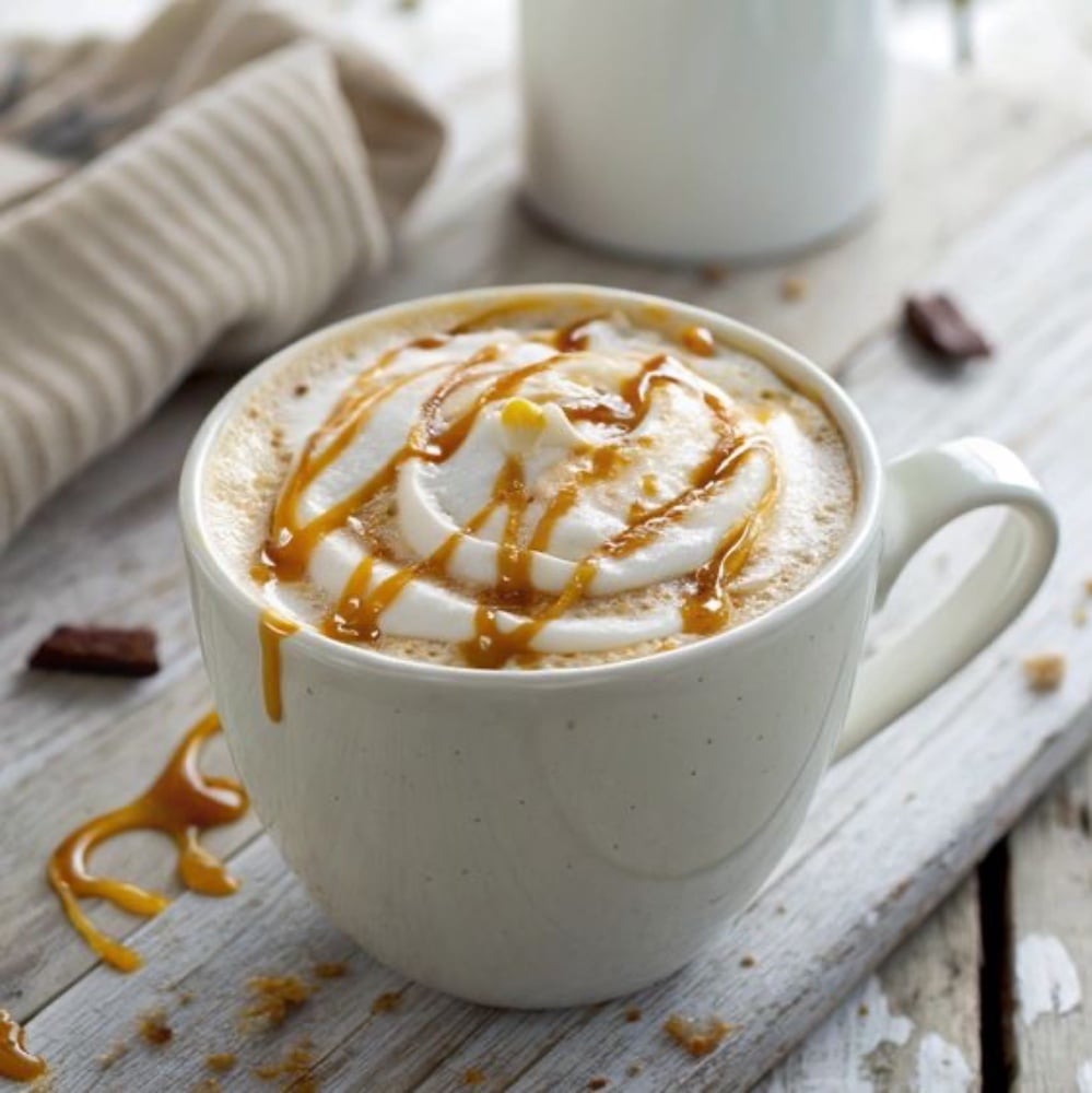 Какао з солоною каремеллю та вершками