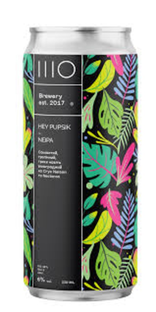 Пиво світле нефільтроване непастеризоване ж/б ШО Hey Pupsik New Englend IPA 0.33л