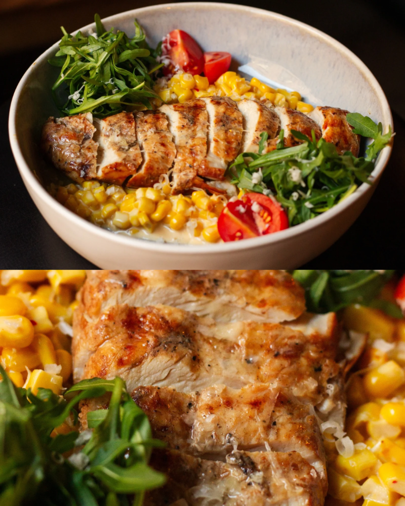 Куряче філе з кукурудзою в сирному пікантному соусі 