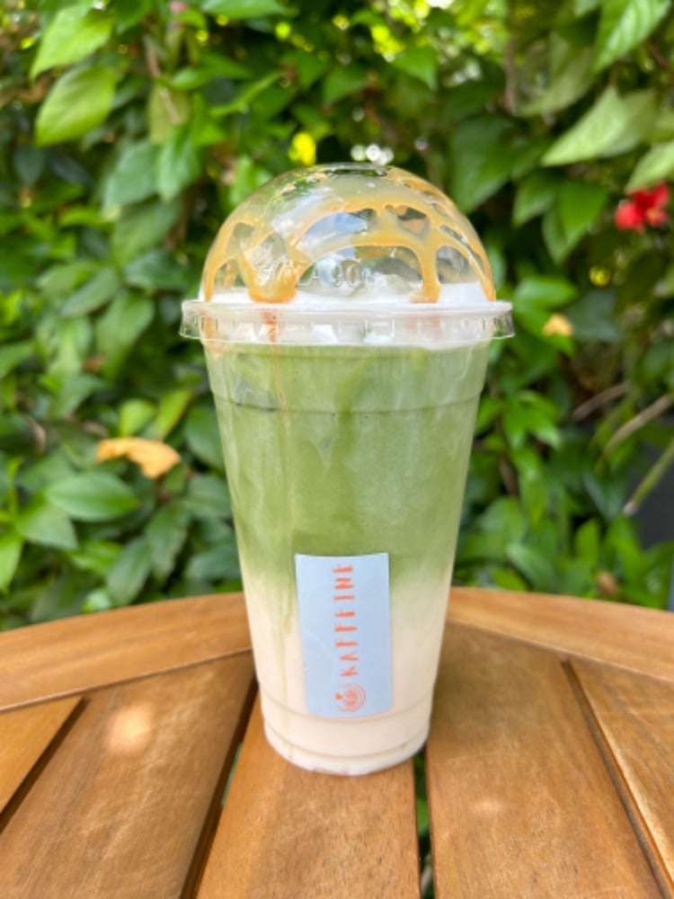 Salted Caramel Iced Matcha