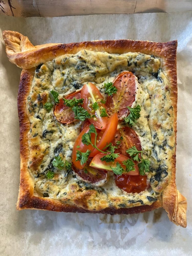 Spinach, Ricotta Tomato Tart
