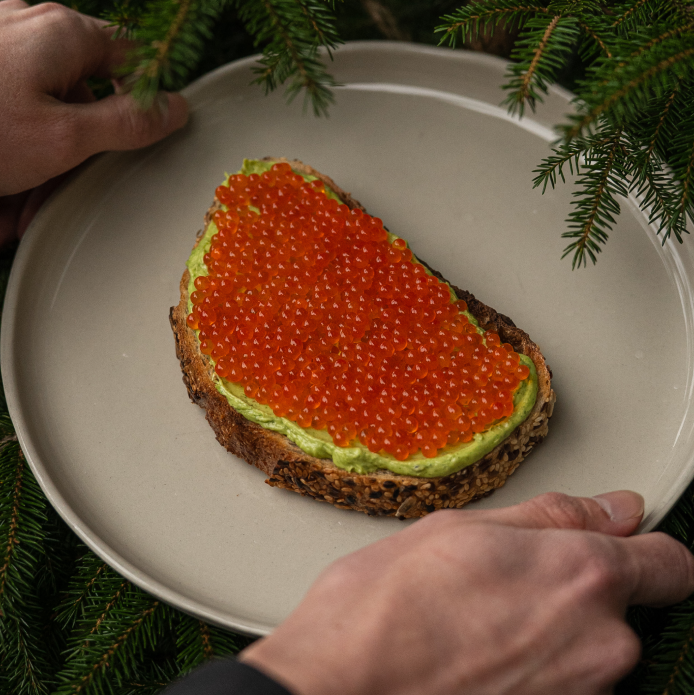 Tartine with red caviar