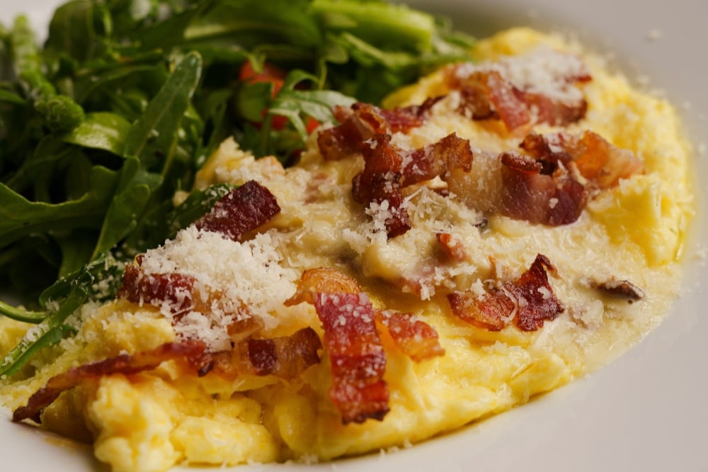 Carbonara scrambled eggs