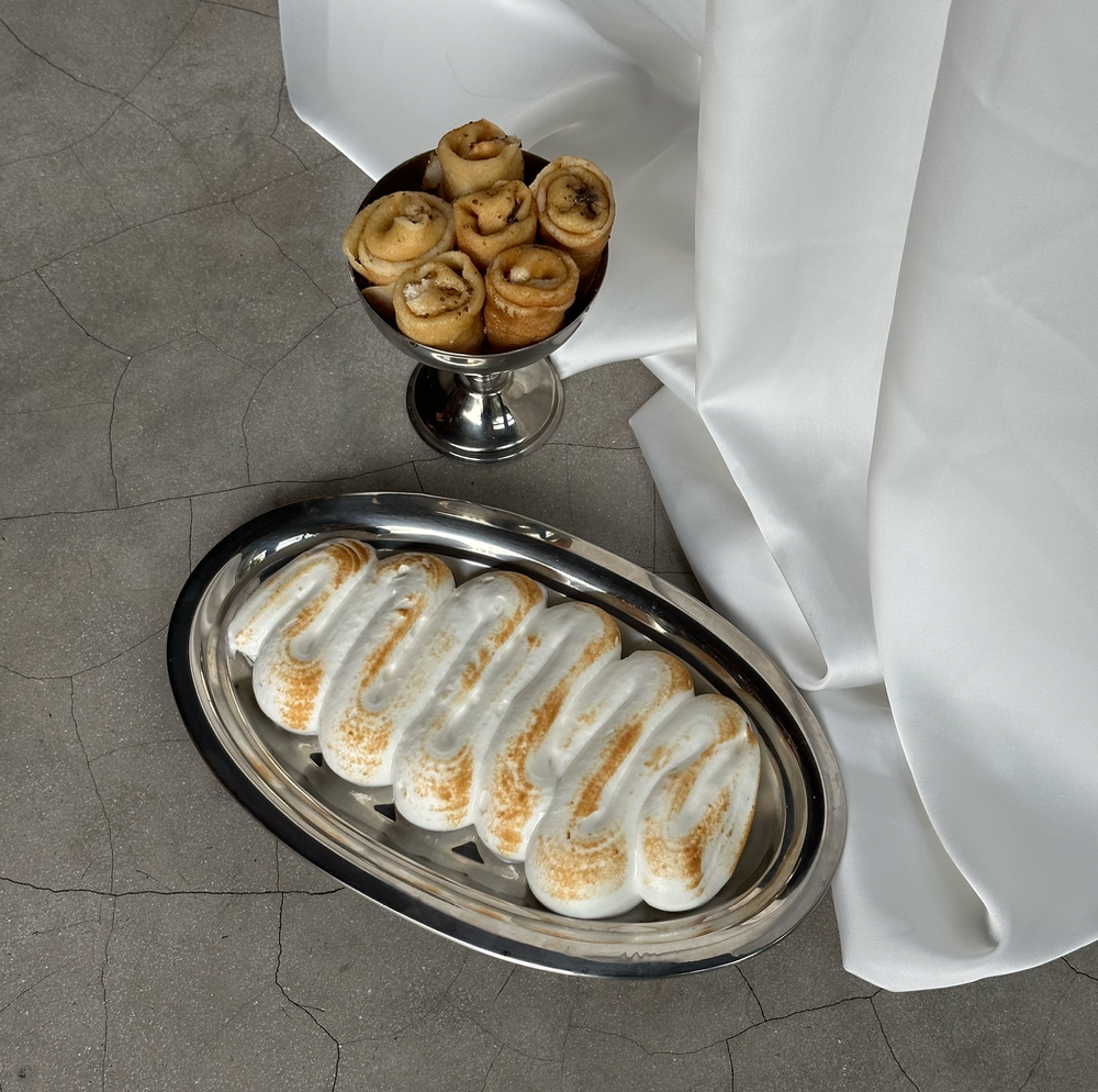 Mini Crepes with cottage cheese and meringue d