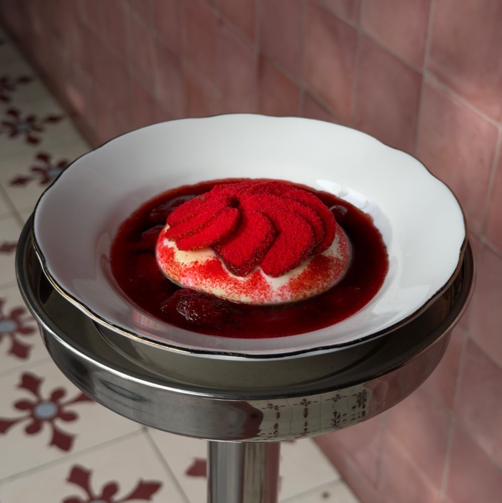 Truffle Burrata with strawberry jam