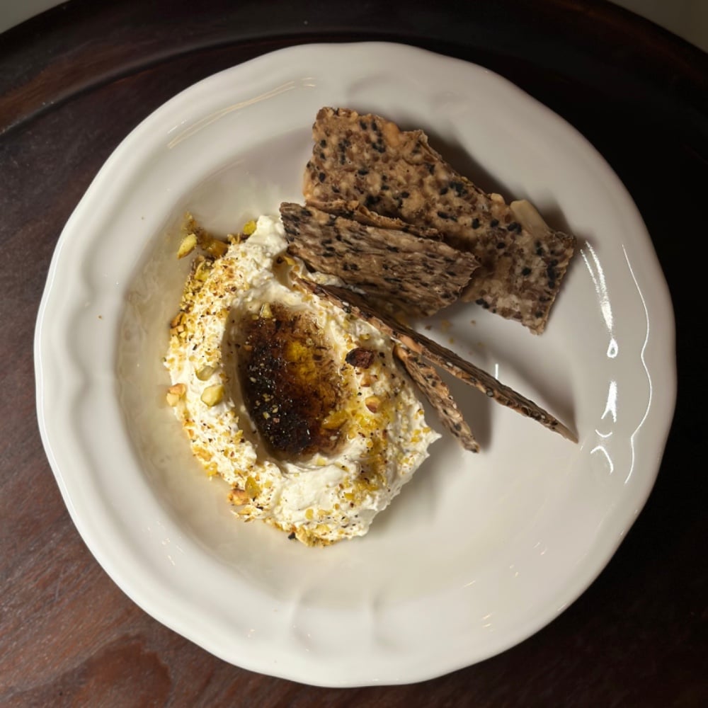 Whipped feta / truffle honey / pistachio / seed chips d