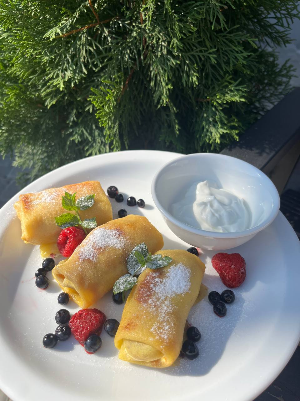 Млинці з сиром та родзинками